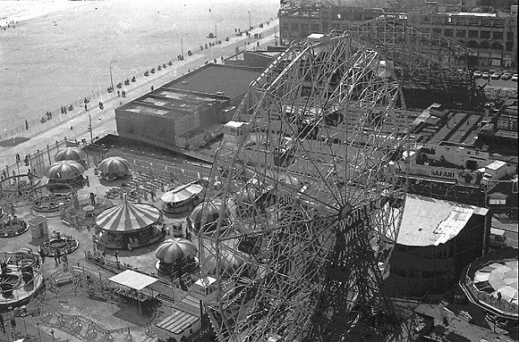 View of Wonder Wheel  from inside Astro Tower, March 1978
