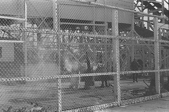 Trash can fire under the Cyclone, November 1978